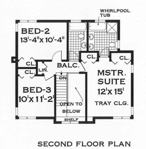 Second Floor Plan image of ZOE House Plan